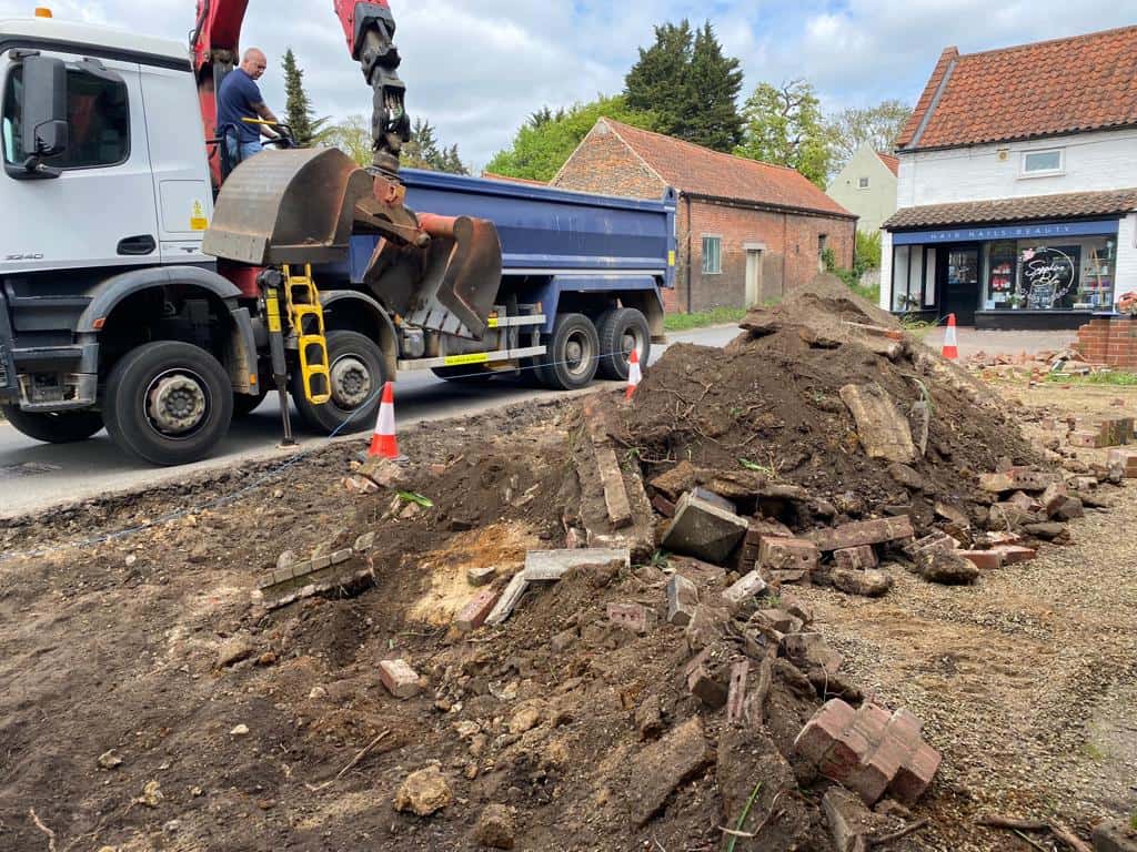 This is a photo of a dig out being carried out for the installation of a new tarmac driveway. Works being carried out by Paddock Wood Driveways